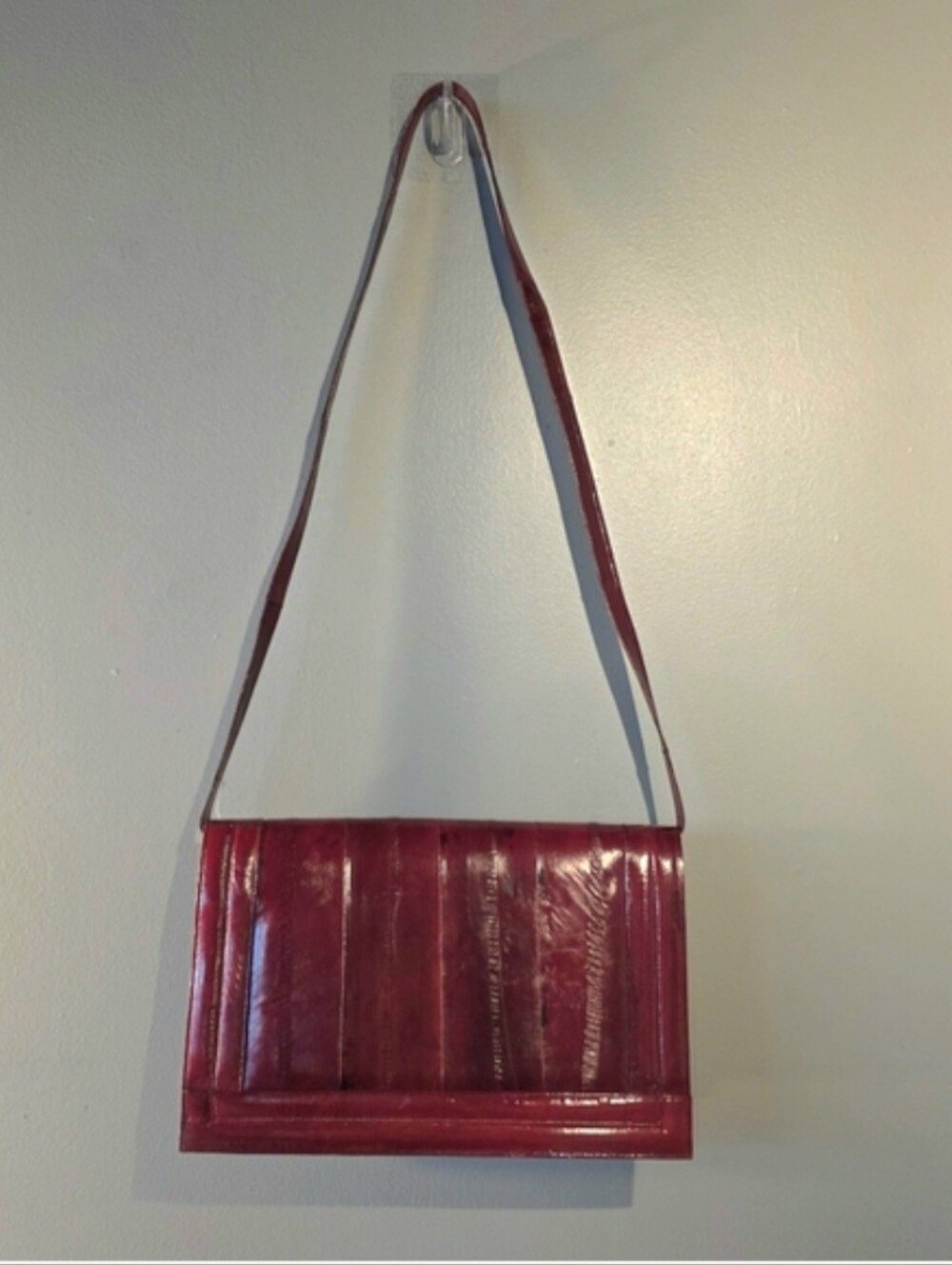 Vintage Burgundy Eel skin Purse handbag Crossbody